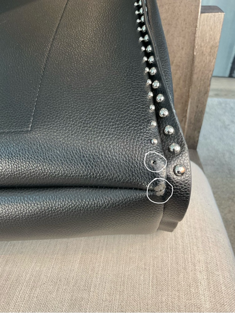 DKNY Josie Large Studded Tote Bag Black Pebbled Leather (GUC) - Picture 7 of 15